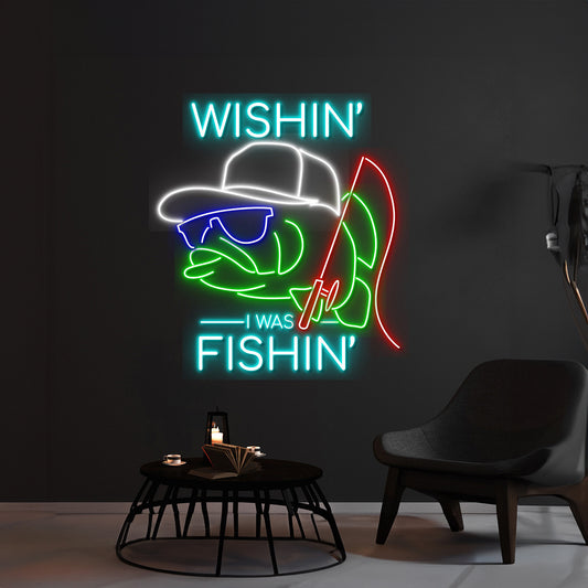 Wishing I Was Fishing Neon Light