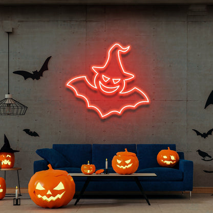 Witch Bat Neon Sign Halloween Light Sign Bat Halloween Party Decor | Shineneon