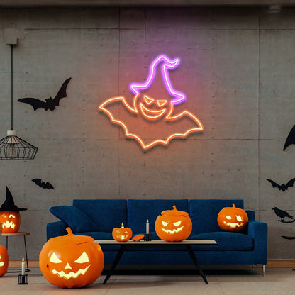 Witch Bat Neon Sign Halloween Light Sign Bat Halloween Party Decor | Shineneon