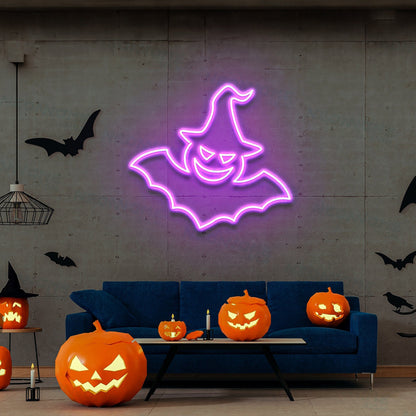 Witch Bat Neon Sign Halloween Light Sign Bat Halloween Party Decor | Shineneon