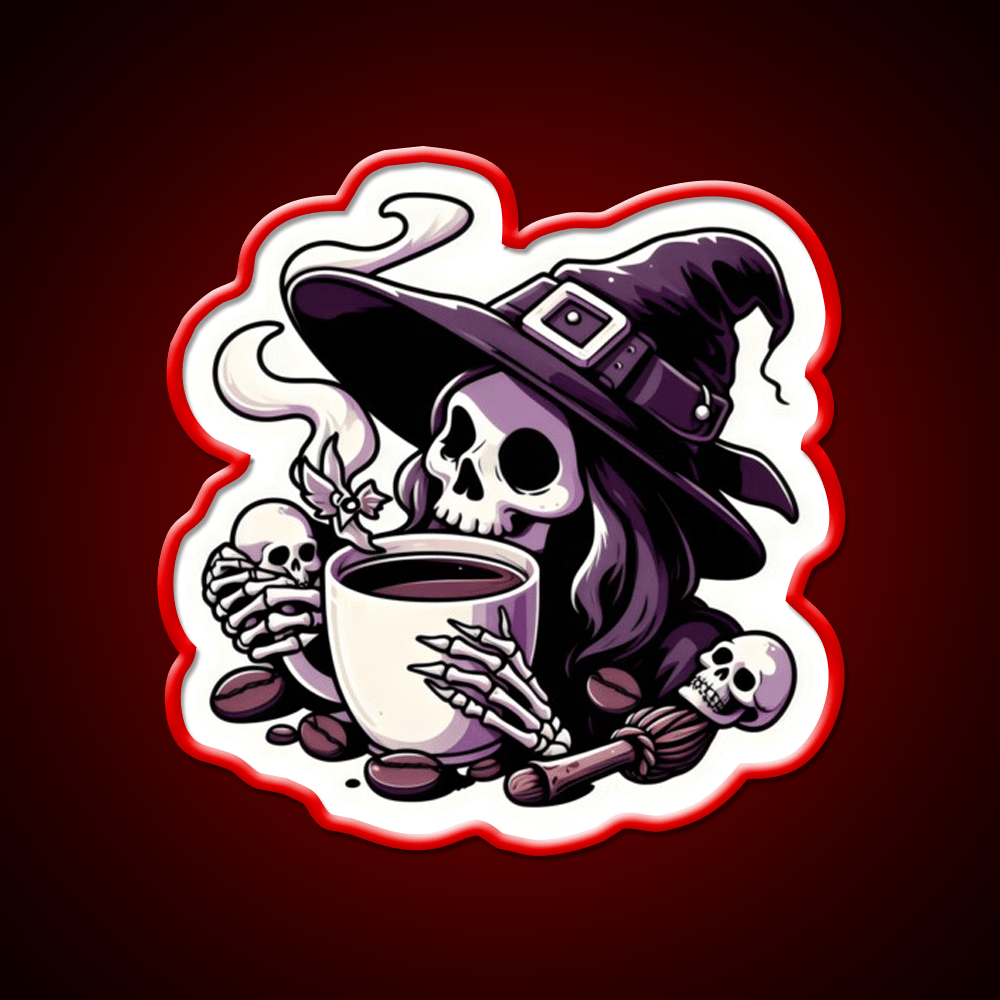 Witchy Brew Skeleton Cafe Led Neon Sign Espresso Bar Art Rgb Color - Shineneon