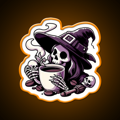 Witchy Brew Skeleton Cafe Led Neon Sign Espresso Bar Art Rgb Color - Shineneon