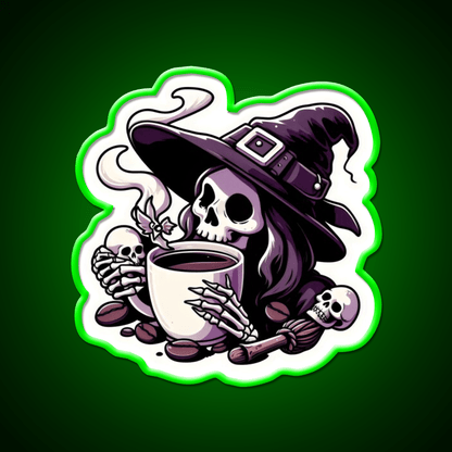Witchy Brew Skeleton Cafe Led Neon Sign Espresso Bar Art Rgb Color - Shineneon