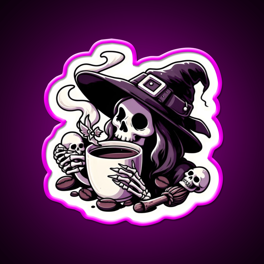 Witchy Brew Skeleton Cafe Led Neon Sign Espresso Bar Art Rgb Color - Shineneon
