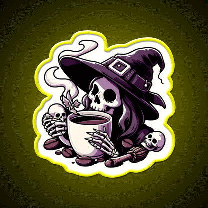 Witchy Brew Skeleton Cafe Led Neon Sign Espresso Bar Art Rgb Color