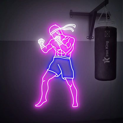With A Muay Thai Fighter Led Neon Sign Home Gyms Boxing Studios | Shineneon