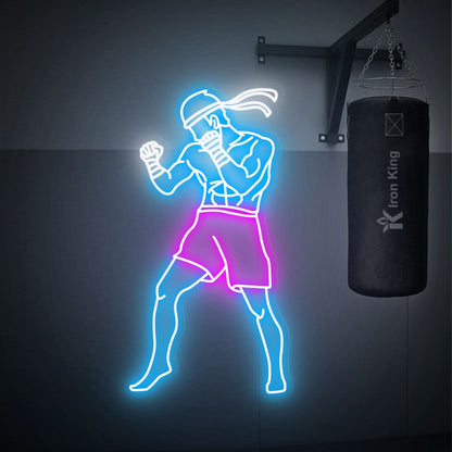 With A Muay Thai Fighter Led Neon Sign Home Gyms Boxing Studios | Shineneon