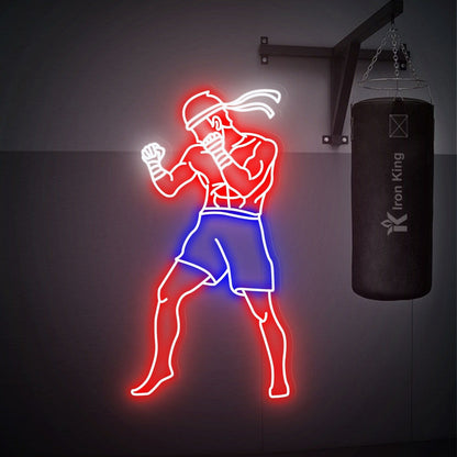 With A Muay Thai Fighter Led Neon Sign Home Gyms Boxing Studios | Shineneon
