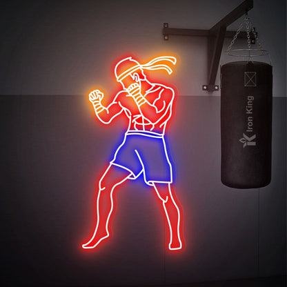 With A Muay Thai Fighter Led Neon Sign Home Gyms Boxing Studios | Shineneon