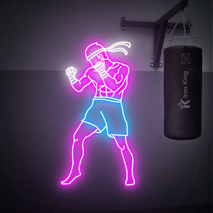 With A Muay Thai Fighter Led Neon Sign Home Gyms Boxing Studios | Shineneon