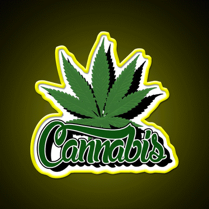 With Leaf Hemp Inspired Green Leaf Led Neon Sign Rgb Color - Custom LED neon sign front view
