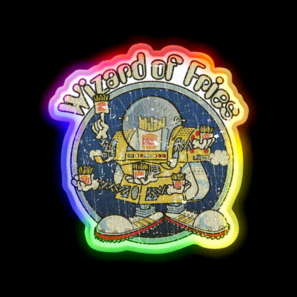 Wizard Of Fries 1979 Fast Food Led Neon Sign For Burger Place Rgb Color - LED neon sign close-up detail