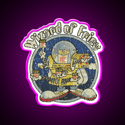 Wizard Of Fries 1979 Fast Food Led Neon Sign For Burger Place Rgb Color - Shineneon