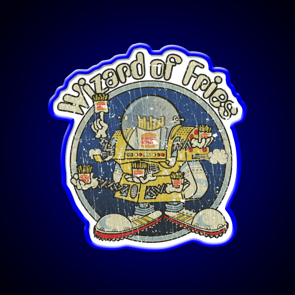 Wizard Of Fries 1979 Fast Food Led Neon Sign For Burger Place Rgb Color - Shineneon