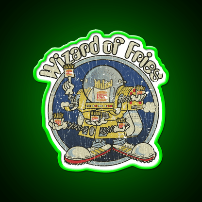 Wizard Of Fries 1979 Fast Food Led Neon Sign For Burger Place Rgb Color - Shineneon