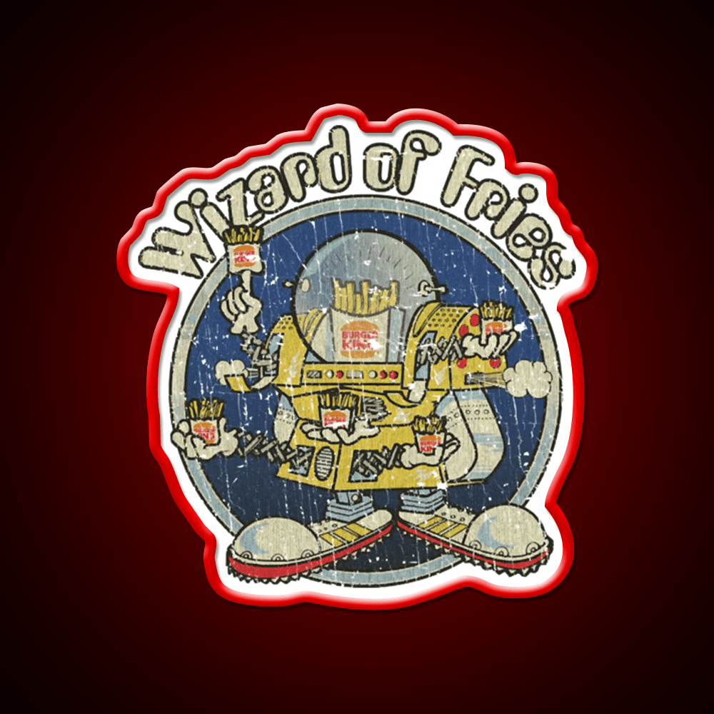 Wizard Of Fries 1979 Fast Food Led Neon Sign For Burger Place Rgb Color - Shineneon