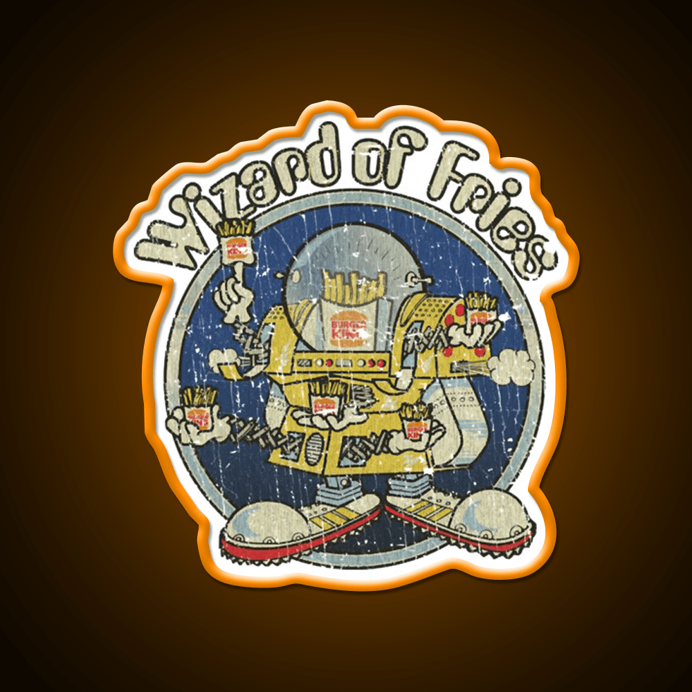 Wizard Of Fries 1979 Fast Food Led Neon Sign For Burger Place Rgb Color - Shineneon