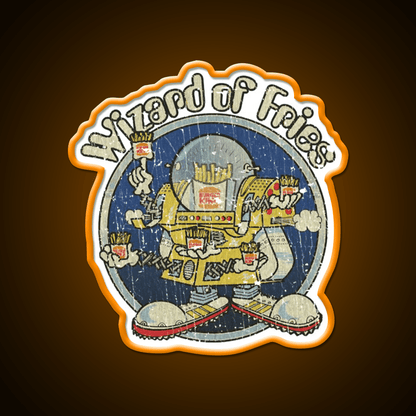 Wizard Of Fries 1979 Fast Food Led Neon Sign For Burger Place Rgb Color - Shineneon