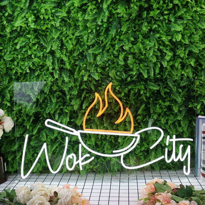 Wok City White Custom Led Neon Sign | Shineneon