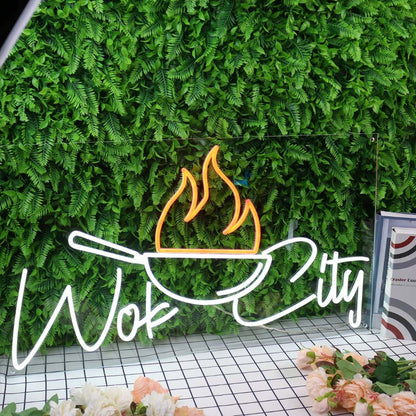 Wok City White Custom Led Neon Sign | Shineneon