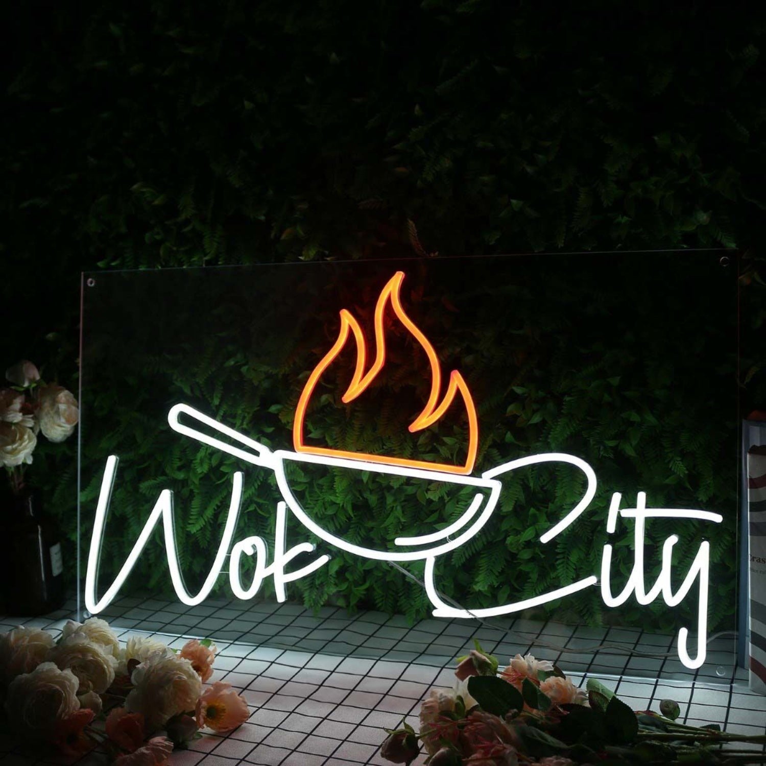 Wok City White Custom Led Neon Sign | Shineneon