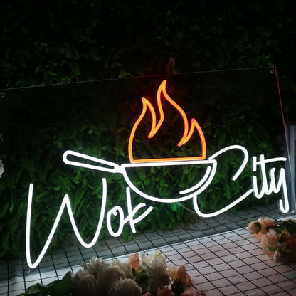 Wok City White Custom Led Neon Sign | Shineneon