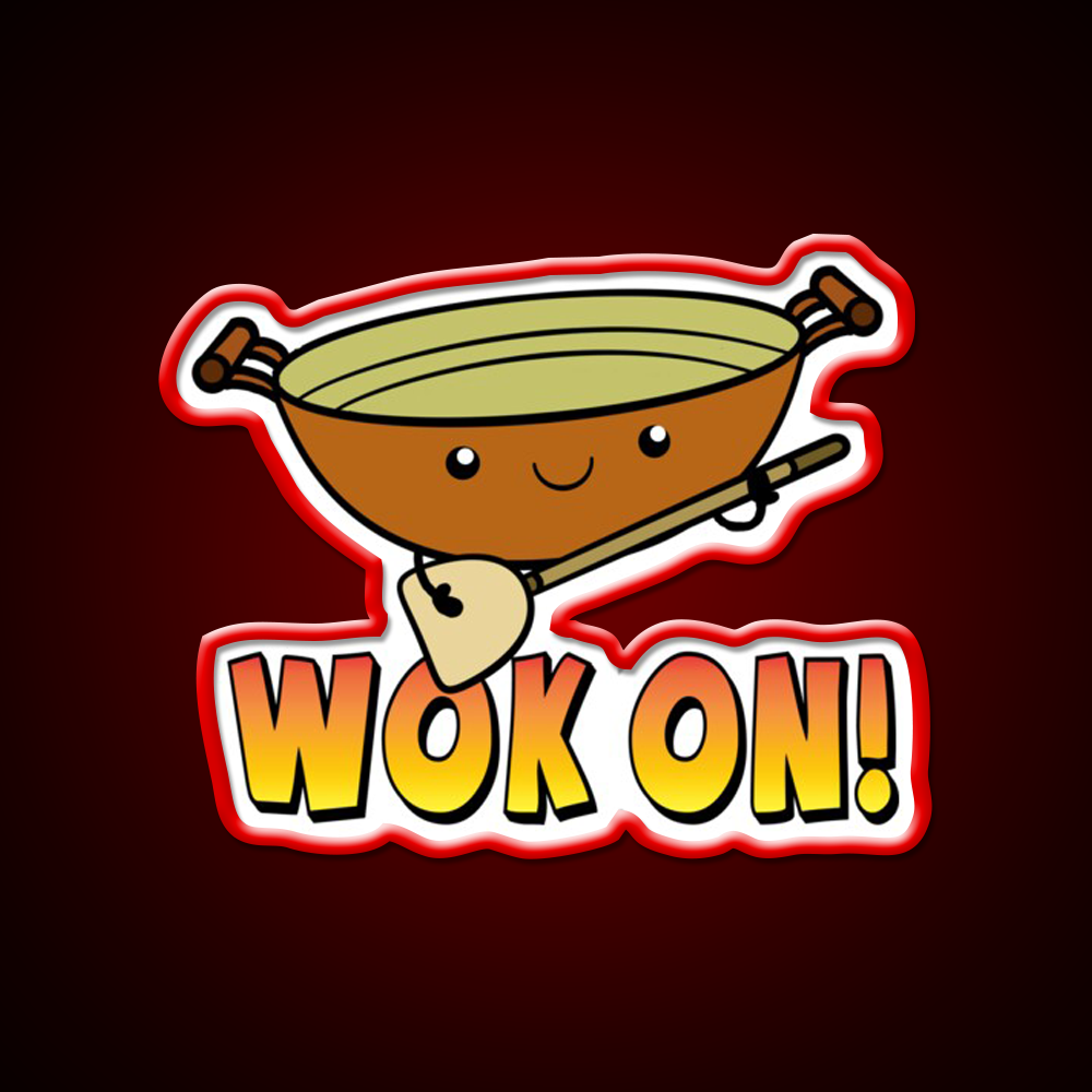 Wok On Funny Chinese Cooking Pun Led Neon Sign Chinese Food Rgb Color