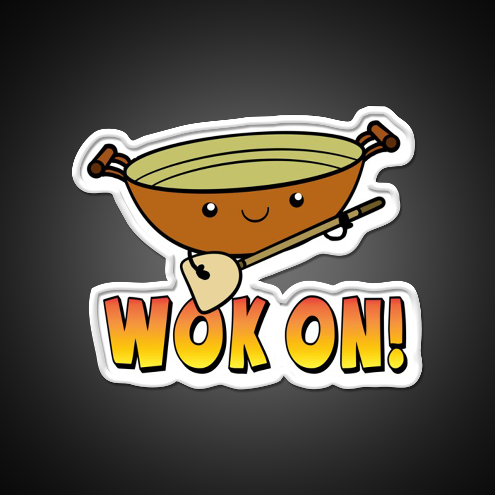 Wok On Funny Chinese Cooking Pun Led Neon Sign Chinese Food Rgb Color