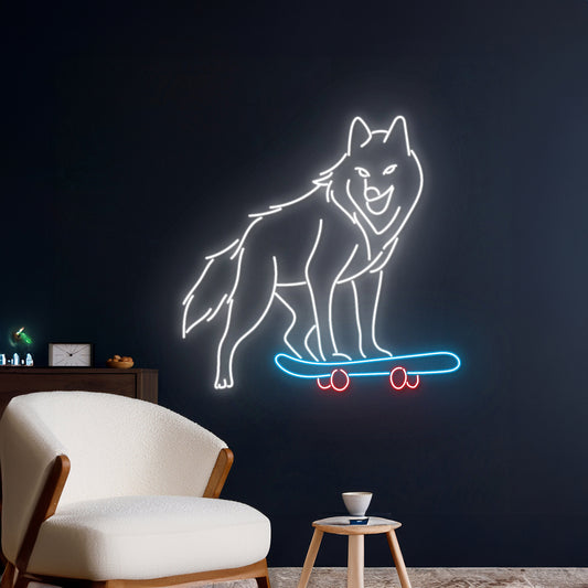 Wolf Skateboarding Neon Sign