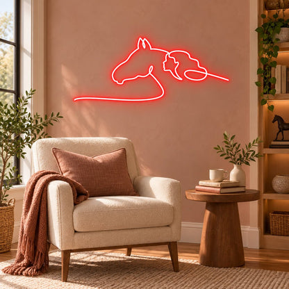 Woman and Horse Line Art LED Neon Sign - Shineneon
