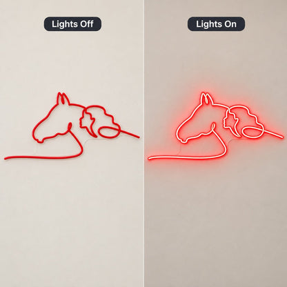 Woman and Horse Line Art LED Neon Sign - Shineneon