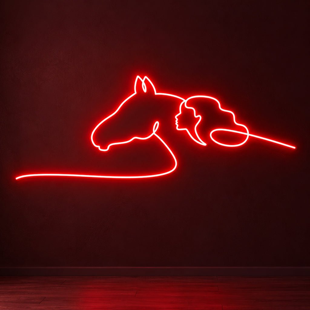 Woman and Horse Line Art LED Neon Sign - Shineneon