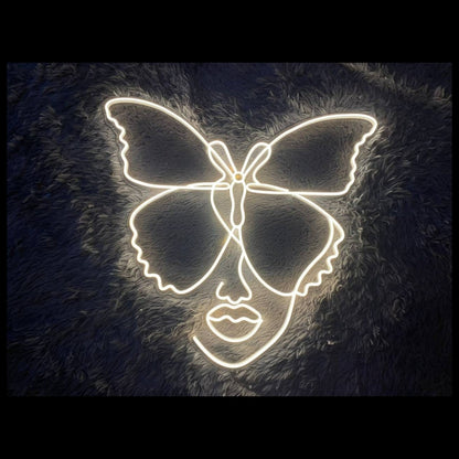 Woman Face Butterfly Animal Lover Neon Light Decor - Shineneon