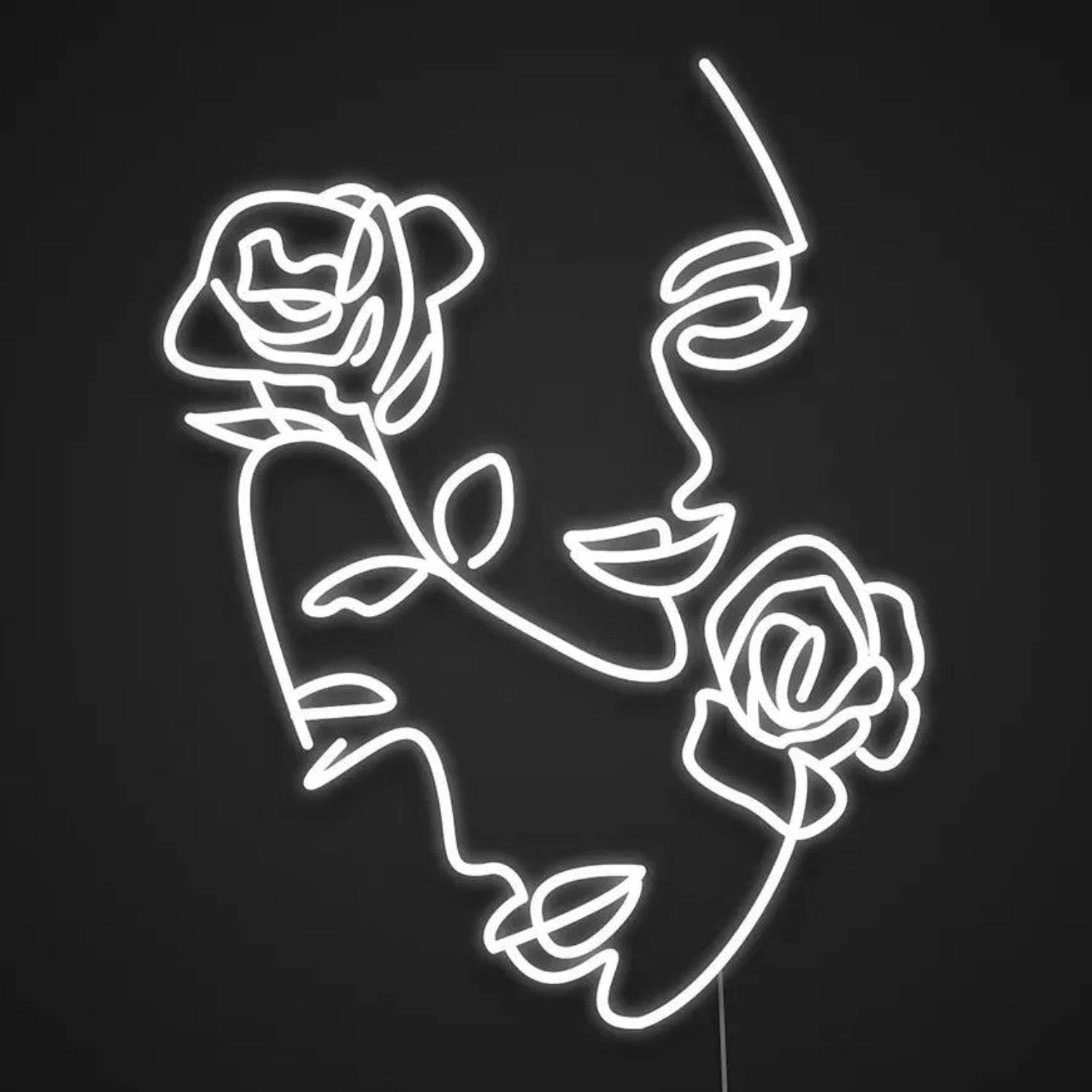 Woman Flower Mothers Day White Line Art Led Neon Sign For Home Decor | Shineneon