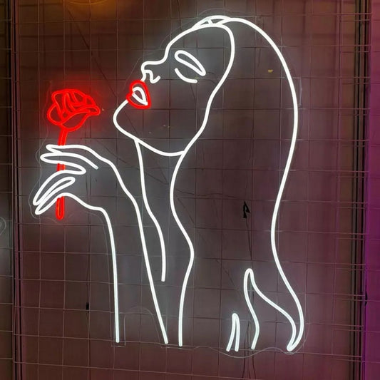 Woman Rose Led Sign Business Neon Sign