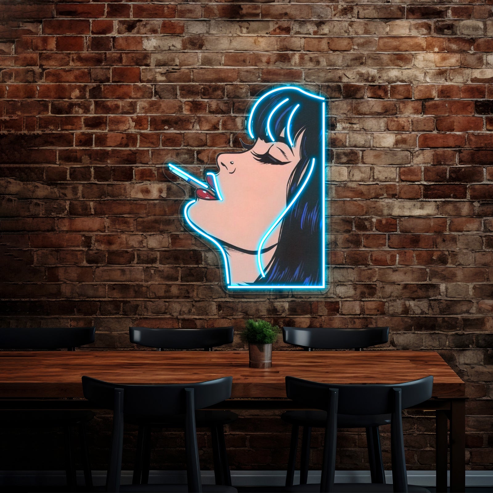 Woman Smoking Cigarette Artwork Led Neon Signs | Shineneon