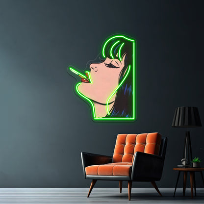 Woman Smoking Cigarette Artwork Led Neon Signs