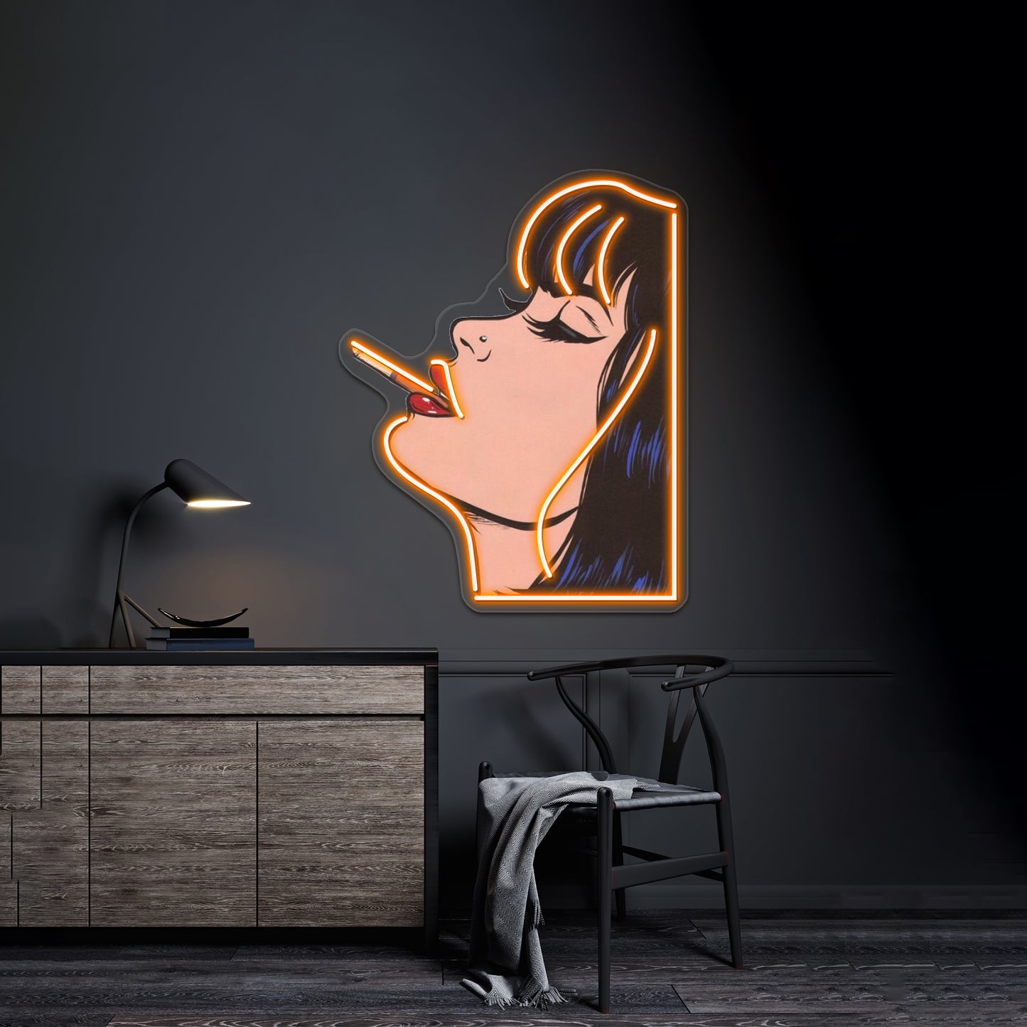 Woman Smoking Cigarette Artwork Led Neon Signs