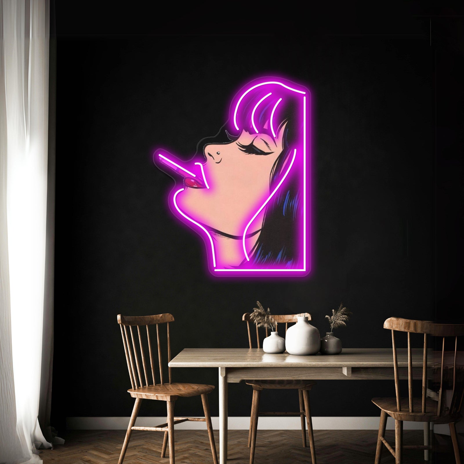 Woman Smoking Cigarette Artwork Led Neon Signs | Shineneon