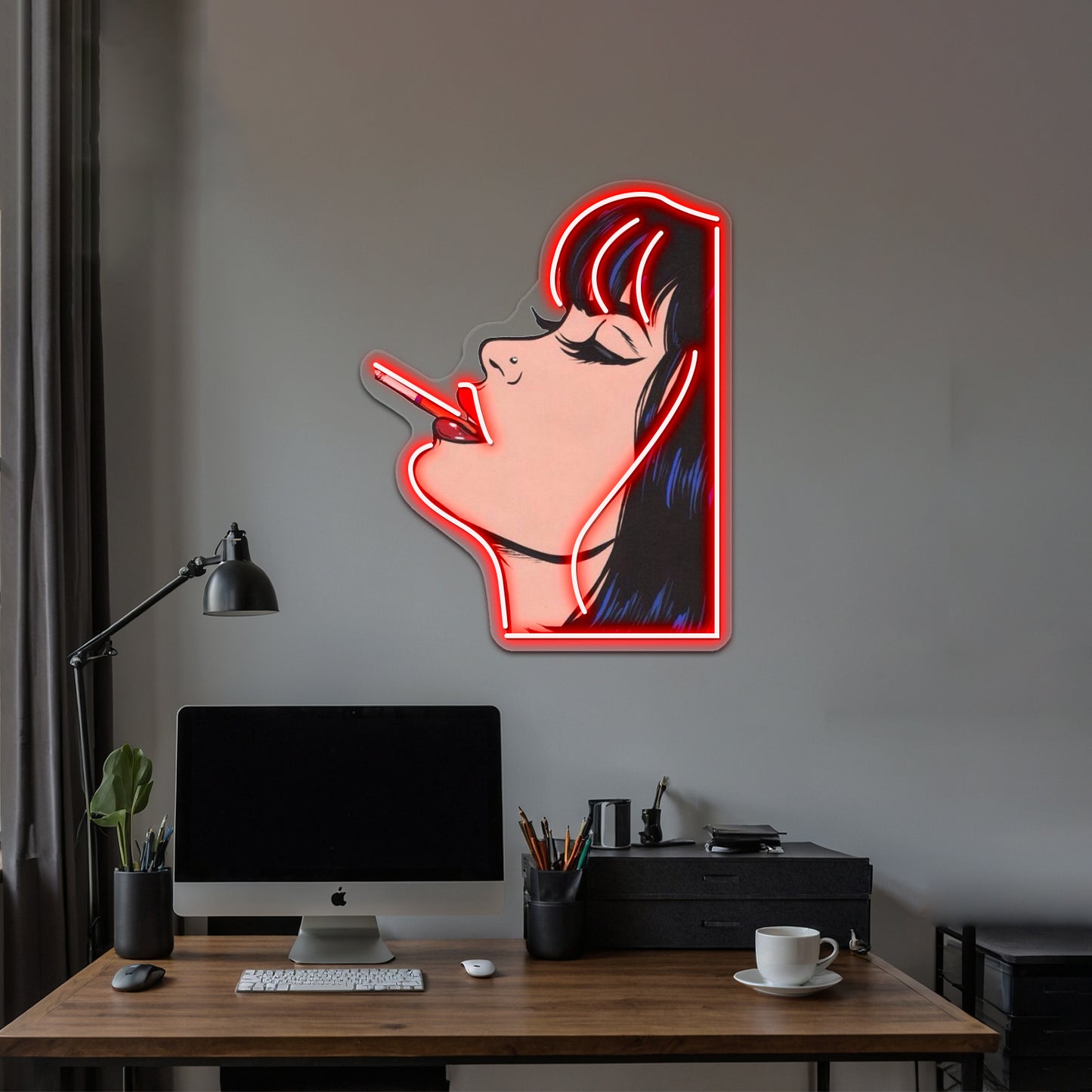 Woman Smoking Cigarette Artwork Led Neon Signs