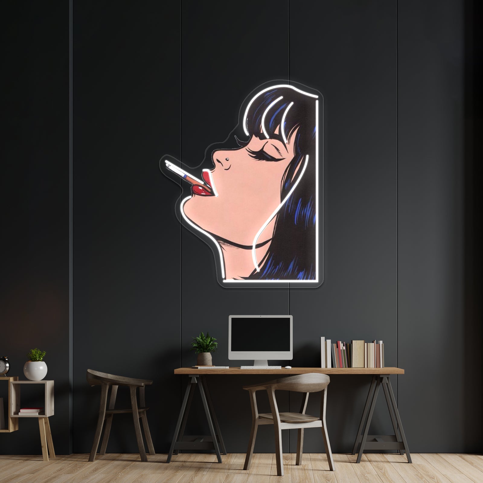 Woman Smoking Cigarette Artwork Led Neon Signs | Shineneon