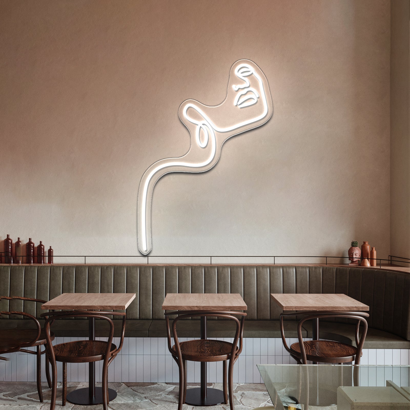 Woman With Flowers Line Art Home Wall Artwork Neon Signs | Shineneon