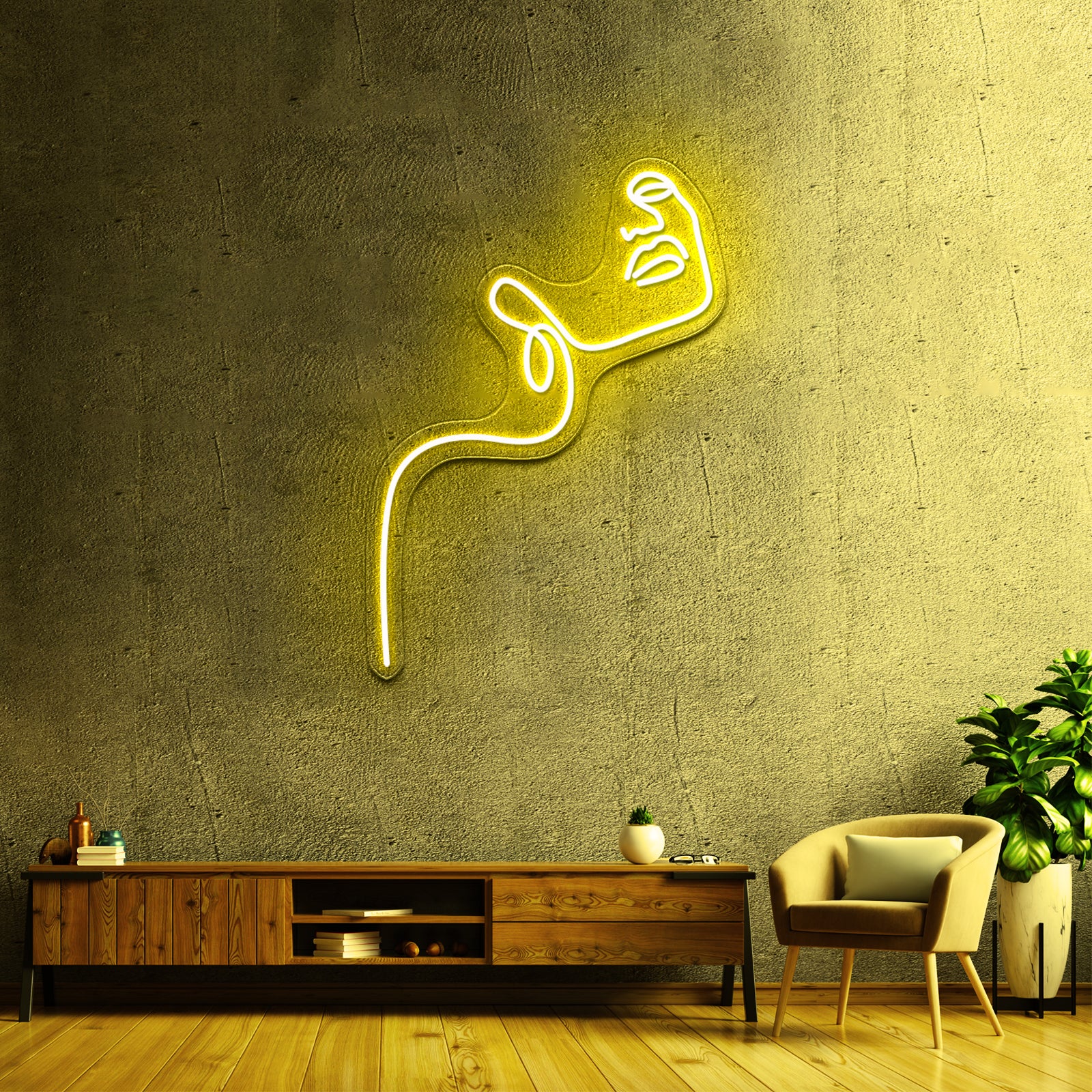 Woman With Flowers Line Art Home Wall Artwork Neon Signs | Shineneon