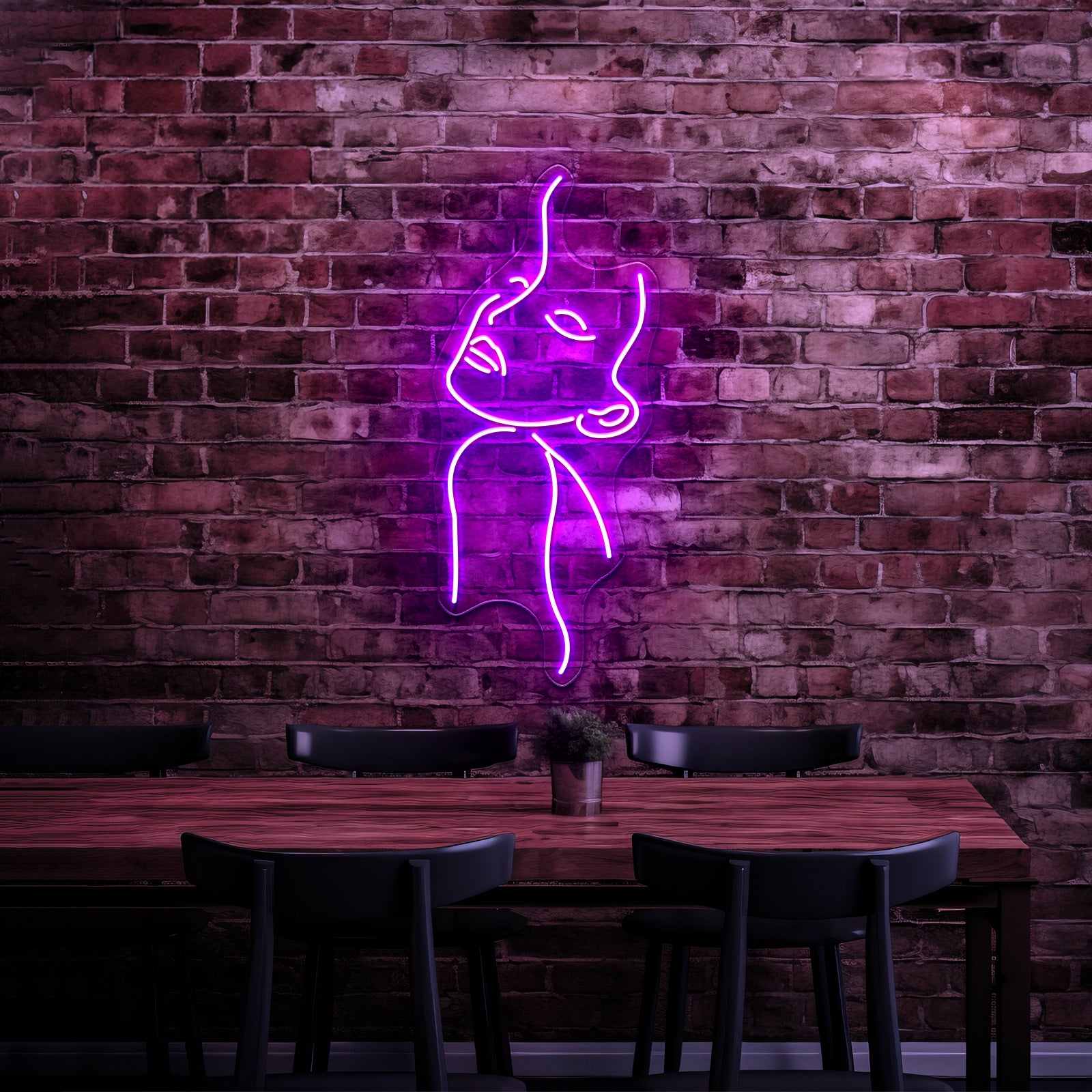 Woman With Flowers Line Art Wall Artwork Neon Signs | Shineneon