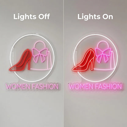 Women Fashion LED Neon Sign - 06 Day Night Comparison