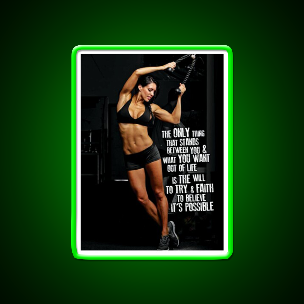 Womens Fitness Inspirational Gym Fitness Led Neon Sign Rgb Color