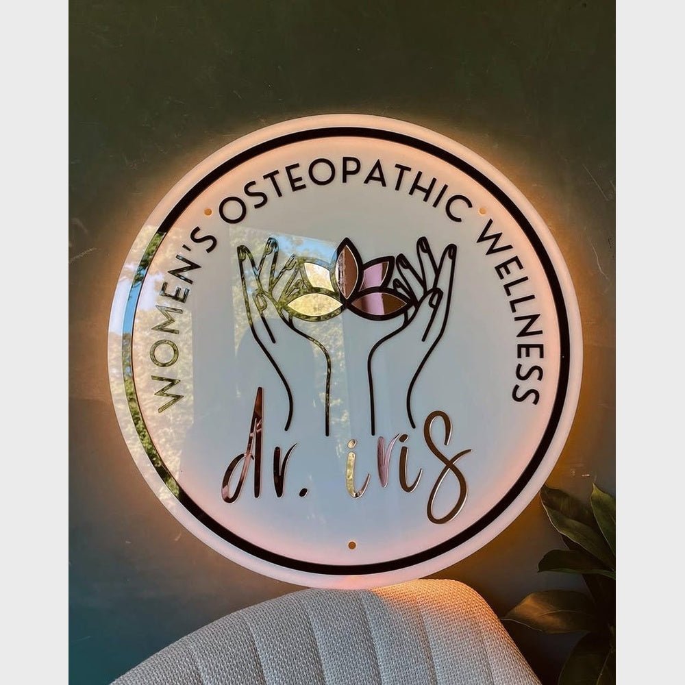 Womens Osteopathic Wellness Acrylic Business Logo Sign - Shineneon