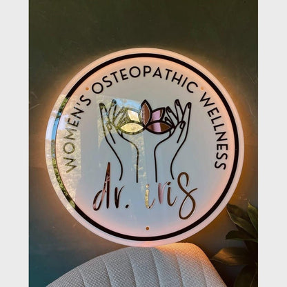 Womens Osteopathic Wellness Acrylic Business Logo Sign - Shineneon