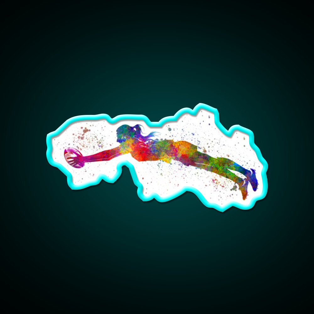 Womens Rugby In Watercolor Gym Fitness Led Neon Sign Rgb Color