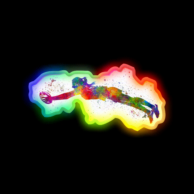 Womens Rugby In Watercolor Gym Fitness Led Neon Sign Rgb Color